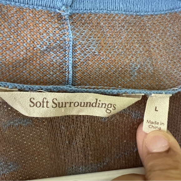 Soft Surroundings cardigan blue terra cotta large - Picture 3 of 6